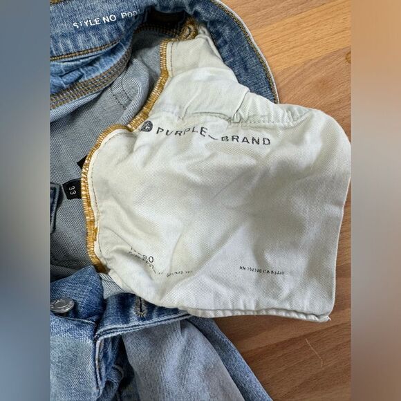 Purple Ripped Distressed Paint Spatter Skinny Jeans- Size 33" x 32" - Picture 10 of 16